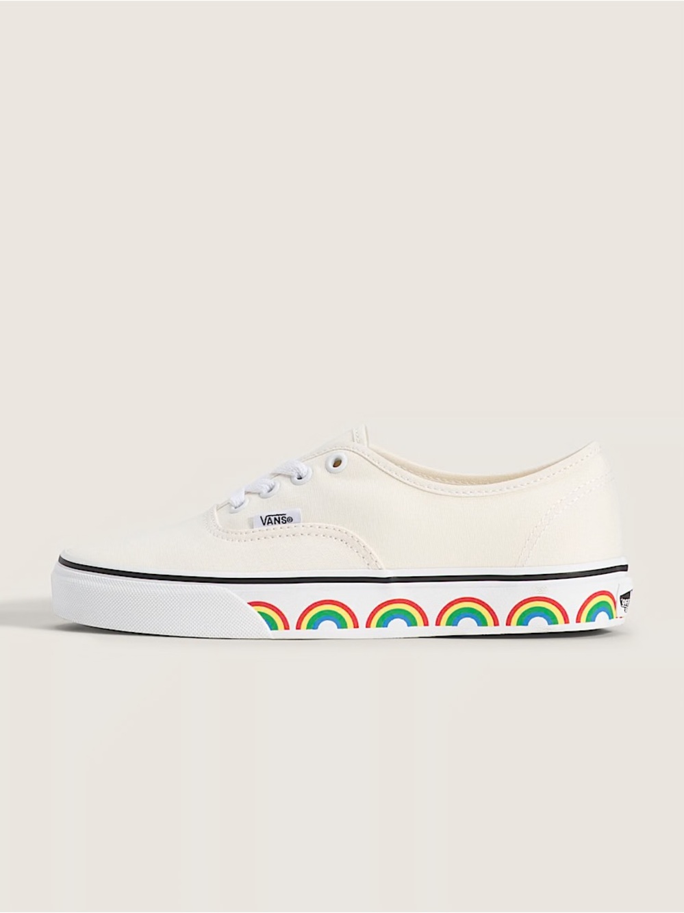 Vans Classic Canvas Sneaker in Cream with Rainbow Sidewall New In Box Great Gift